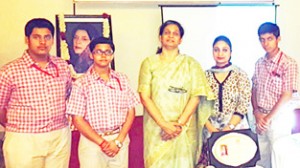 Jodhamal students who participated in Lead India Quiz posing for a group photograph.