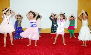 Budding children presenting beautiful dancing item at Vishwa Bharti Public Higher Secondary School at Udheywala in Jammu.