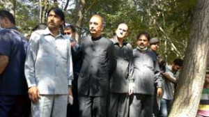 Former Chief Minister of J&K Ghulam Nabi Azad inspecting flood-hit areas of Kashmir.