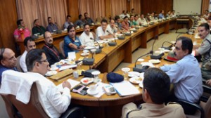 CEO, Dr Mandeep K Bhandari chairing a meeting at Katra on Wednesday.