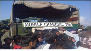 People recharging their mobiles. 