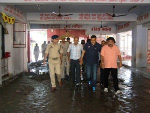Minister for PHE, Irrigation and Flood Control Sham Lal Sharma taking stock of damages due to floods.