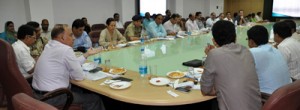 Union Home Secretary, Anil Goswami chairing a meeting at Jammu on Tuesday.