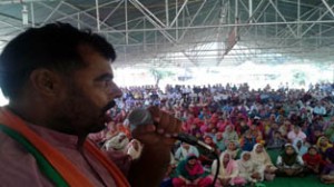BJP leader addressing a rally at Billawar.