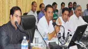 Minister for Urban Development, Nawang Rigzin Jora chairing DDB meeting at Ramban on Wednesday.