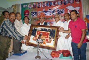 BJP Anusuchit Jaati Morcha National President at a function at Jammu on Monday.