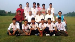 Winner team of National Premier League posing with trophy at Nagrota in Jammu.