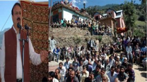 Minister of State for Industries Sajjad AHmed Kichloo addressing public meeting Trigam on Sunday.