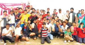 Athletes posing for a group photographs at Vijaypur in Samba on Sunday.