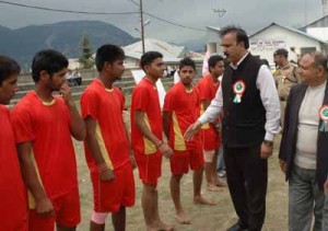 MoS for Industries and Commerce, Sajjad Ahmed Kichloo, interacting with Kabaddi players at Kishtwar.