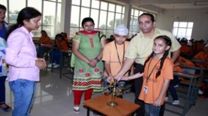 Abacus Champions, Amninder Pal Singh and Sargun Kour inaugurating the State Level Abacus Competition at Career Abacus, Gandhi Nagar, Jammu.