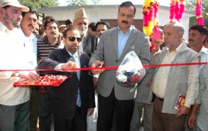Minister of State for Industries Sajjad Ahmed Kichloo inaugurating developmental works at Kishtwar on Monday.