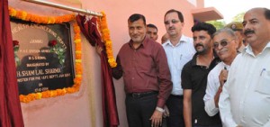 Minister for PHE, Sham Lal Sharma inaugurating tubewell at Bomal on Friday.