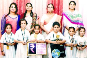 Winners of Show & Tell Competition posing along with the staff members at DPS Jammu.