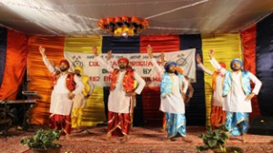 Participants presenting dance during the cultural programme organized by CRPF 182 Battalion.