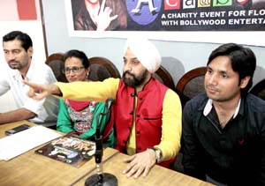 Director, LDS, Ajit Singh Chibber, along with others addressing a press conference at Jammu on Wednesday.
