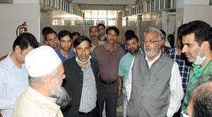 Minister for Health, Taj Mohi-ud-Din during visit to SMHS Hospital on Wednesday.