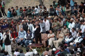 Minister of State for Industries, Sajjad Ahmad Kichloo addressing a gathering at Marwah on Wednesday.