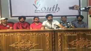 Youth Welfare Committee members addressing a press conference at Jammu on Tuesday.