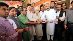 BJP leaders inaugurating Election Office at Party Headquarters Jammu on Wednesday.
