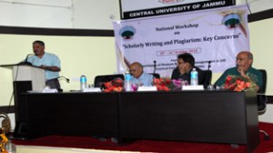 One of the Resource Persons delivering lecture during workshop on Plagiarism at CUJ on Wednesday.