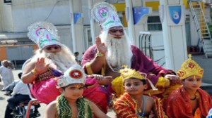 The tableau depicting Bhagwan Vishwakarma during the shobha yatra on Sunday.