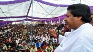 Minister for Housing, Raman Bhalla addressing public gathering on Friday.
