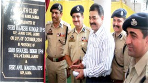 IGP Jammu Rajesh Kumar along with DIG Shakeel Beigh inaugurating Youth Club at district Samba.