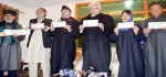 PDP leaders releasing party manifesto in Srinagar on Friday.