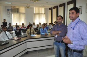 HCL officials interacting with the participating students during the placement drive at Global Institutes, Amritsar.