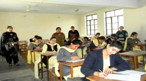 Students of Sant Mela Singh College of Education, participating in competition on Monday.