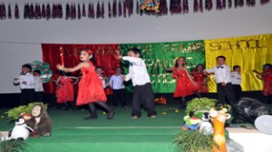 The students of Gurj Army Pre Primary School, Samba presenting the cultural item.