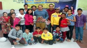 Budding dancers and dignitaries on the inauguration of DRA branch at Talli Morh, Janipur in Jammu.