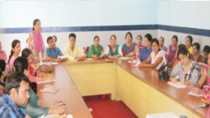 Teachers during a workshop on CCE at Bhargava Public School, Supwal in Samba.