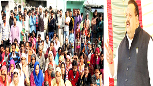 Provincial President NC, Devender Singh Rana addressing workers meeting at Nagrota on Sunday.