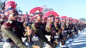 BSF recruits in passing out parade at STC Udhampur on Saturday.