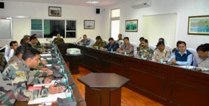 GOC Romeo Force Major General PS Rajeshwar chairing Joint Security Group Conference  on Monday.
