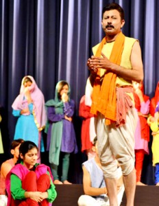 A scene from the play ‘Bawa Jitto’ staged at SMVDU, Katra on Sunday.