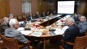 Governor N N Vohra chairing the 22nd Executive Council meeting of SMVDU at Kakryal (Katra) on Friday.