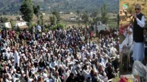 Senior NC leader, Choudhary Liaqat Ali addressing a public rally at Nadian in Rajouri.