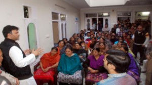 Vikram Malhotra addressing public meeting in Jammu East constituency. 