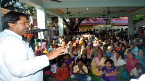 Minister for Housing, Raman Bhalla addressing public meeting on Saturday.