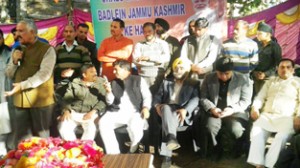 BJP leaders during poll campaign in Poonch on Sunday.