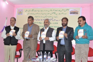 JU VC Prof R D Sharma and others releasing research journal ‘Tasalsul’ on Thursday.