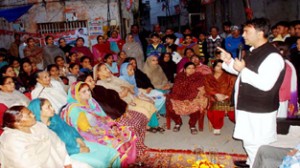 Vikram Malhotra, Congress candidate  interacting with people on Tuesday.
