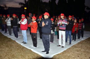 Participants during ‘Health Walk’ organised by Vodafone India at Jammu University.
