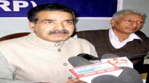 PRP leaders at a press conference at Jammu on Tuesday. -Excelsior/Rakesh