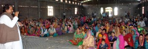Minister for Housing Raman Bhalla addressing public gathering at Jammu on Friday.