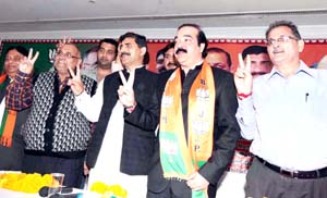 BJP leaders at a function at Jammu on Saturday. -Excelsior/Rakesh