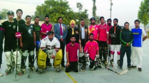 Winners posing along with the chief guest, Nutan Resotra, chairman State Board of School Education and other dignitaries in Jammu on Sunday.